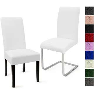Stuhlhussen 2er Set Stuhlbezüge Moderne Stretch Stuhlhussen Universal Husse Abnehmbare Stuhlbezug Waschbarer Abdeckung Esszimmer Dekoration Spannbezug,für Hotel und Hochzeit Partys(2er Set, Weiß)-C