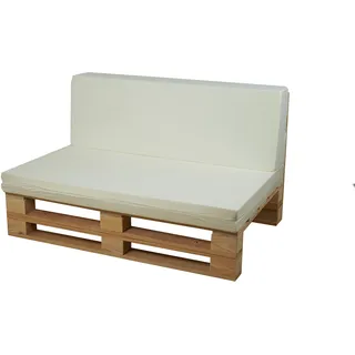 Komplettes Set aus Paletten + Kissenset aus Mikrofaser (Sitz + Rückenlehne) 120 x 80 cm (100 x 60 cm, Beige)