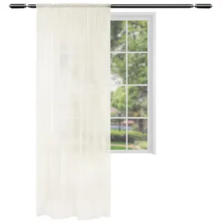 Woltu WOLTU® Gardinen transparent mit Kräuselband Vorhang Leinenoptik Halbtransparent Voile Leinenvorhang Stores Fensterschal Dekoschal Wohnzimmer Kinderzimmer Schlafzimmer, 140x225 cm Creme (1 Stück)