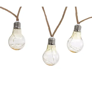 Dehner Lichterkette Kunststoff 10 warmweiße Glühbirnen IP44 Silber/Transparent
