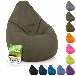 Green Bean Sitzsack Kinder Sitzsack Drop 60x60x90cm (mit Rückenlehne 60x60x90cm - Indoor Sitzkissen 220L EPS-Perlen Füllung, Kuschelig Waschbar), Bean Bag Bodenkissen Lounge Chair Sitzhocker Kindersitzsack braun
