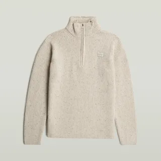 G-Star Double Collar Half Zip Knit - Weiß - Herren - L