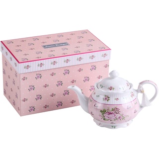 London Boutique Porzellan Teekannen Sets Teekanne Zuckerdose und Sahne Milchkännchen Shabby Chic Vintage Floral in Geschenkbox (Teekanne Rose Pink)
