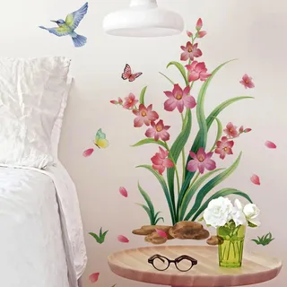 Wandtattoo Orchidee Wandsticker Wanddeko für Wohnzimmer Schlafzimmer Sofa Hintergrund,Wandaufkleber Kinderzimmer Mädchen und Jungs,Wandaufkleber Diy Wandkunst Dekor