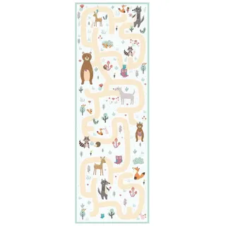Bilderdepot24 Teppich Teppich Vinyl Kinderteppich Kinderzimmer Tiere Waldtiere lang, Läufer - bunt glatt, nass wischbar (Saft, Tierhaare) - Saugroboter & Bodenheizung geeignet bunt 80 cm x 240 cm