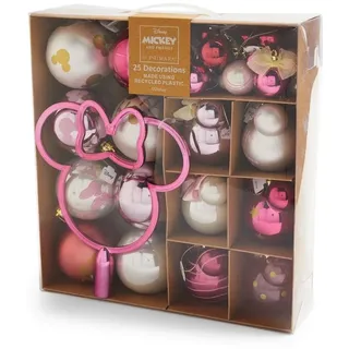 Primark Rosa Mickey & Minnie Mouse Weihnachtskugeln, 25 Stück Christbaumschmuck, Kunststoff, Hängend, Verlobung, Jahrestag, Hochzeit, Weihnachten