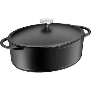 WMF Bräter, Schwarz, Metall, 5,0 L, oval, backofengeeignet,hitzebeständige Griffe, backofengeeignet, Kochen, Töpfe, Bräter