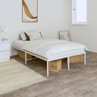 vidaXL Bettgestell Metall Weiß 120x200 cm - Bettgestell - Bettgestelle - Bettrahmen - Bett - Weiß