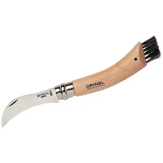Opinel Taschenmesser Opinel Pilzmesser mit Buchenholzgriff und Bürste, (1 St), Pilzmesser, Taschenmesser, Edelstahlklinge, Wildschweinborsten braun