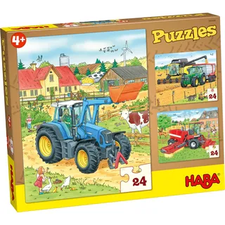 HABA Puzzles Traktor & Co. 3 Motive je 24 Teile