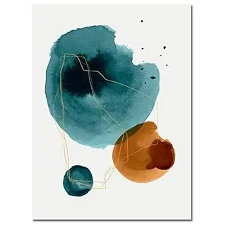 Abstrakte Formen Linien Poster Aquarell Marineblau Grau Orange Leinwand Wand Kunstdruck Minimalistische Bilder Innenmalereien Dekor (Color : 2, Size : 60x90cm no frame)