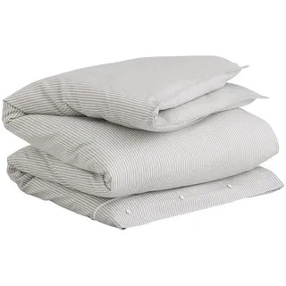 Gant Mako-Satin Bettwäsche Yarn Dyed Stripe grey Kissenbezug einzeln 80x80 cm - grau;weiß
