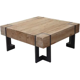 Mendler Couchtisch HWC-A15, Wohnzimmertisch, Tanne Holz rustikal massiv MVG-zertifiziert ~ naturfarben 60x60cm