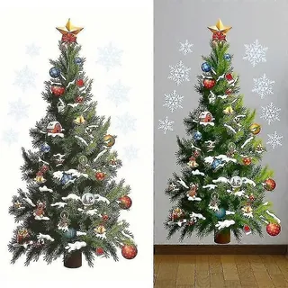 Weihnachtsbaum-wandaufkleber, Abnehmbar, Fensterdekoration, Wanddeko, Festlicher Aufkleber