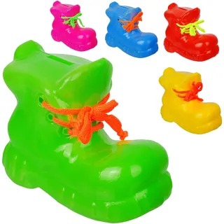 alles-meine.de GmbH 2 Stück große 3D Effekt XL - Spardosen - Schuh/Wanderschuh - Bunte Farben - 18 cm groß - stabile Sparbüchsen aus Kunststoff/Plastik - Sparschwein - Gl..
