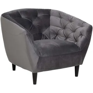 AC Design Furniture Ragnar Bequemer Sessel aus Grauem Samtstoff, Chesterfield Sessel für das Wohnzimmer, B: 97 x H: 76 x T: 90 cm