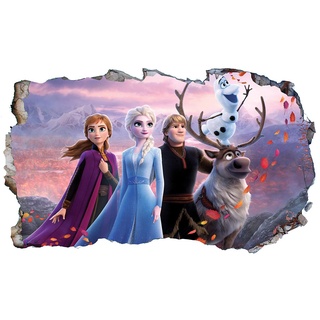Chicbanners "Frozen 2" 3D Wandtattoo ELSA und Anna Olaf Wandaufkleber V610, selbstklebend, Größe 1000 mm breit x 600 mm tief (groß)