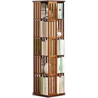 LIANGERMAO Bücherregal drehbar, Bambus 360° Rotating Bookshelf, 5 Schichten, Minimalistisch, für Schlafzimmer, Wohnzimmer, Arbeitszimmer und Büro (Teal)
