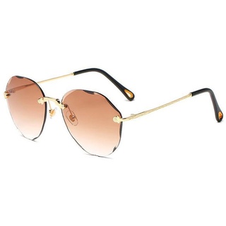 AquaBreeze Sonnenbrille Damen Piloten Sonnenbrille Rahmenlos (Geprägte Bügel, Vieleckige Gläser) mit getönten Gläsern im Diamant Schliff