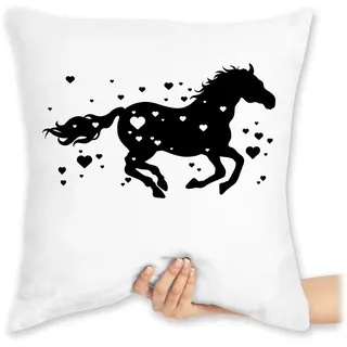 Kissen 40 x 40 cm - Laufendes Pferd I Pferde Geschenk Reiten I Pferdemädchen - 40 x 40 cm - Weiß - pferdeliebhaber pferdeherz zierkissen pferdespruch reit pferdefans pferdemotiv pferdesprüchen