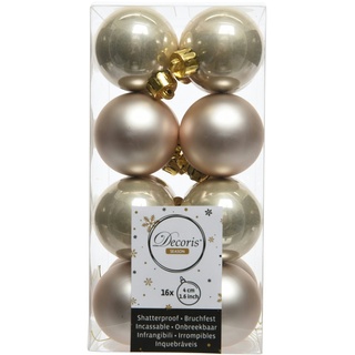 Decoris 16 Weihnachtskugeln Kunststoff 4 cm Perle