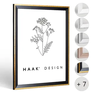 Haak Bilderrahmen schmal RICO Glanz Edition 50 X 75 cm Schwarz Gold glänzend Rahmen Elegant