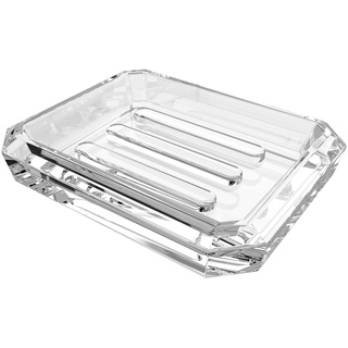 Linkidea Rechteckige Glas-Bar Seifenschale Seifenschale für Badezimmer Theke, Glasschwamm Schüssel Halter Box für Dusche (klar)