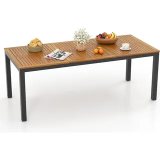 Costway Gartentisch 200 x 90 x 75 cm Schwarz/Naturbelassen