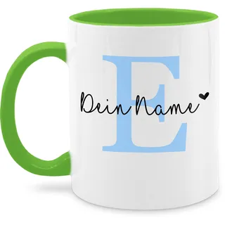 Tasse Tassen 325ml - Anfangsbuchstabe - Name anpassbar Buchstabe Herzchen I Geschenk Initialen - 325 ml - Hellgrün - buchstabentasse buchstaben e mug namenstasse personalisierte initialien
