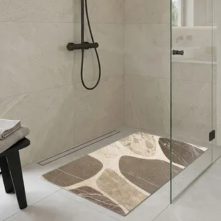 Pevfeciy Duschmatte rutschfeste 60x80 cm Antirutschmatte dusche Steinmuster Duscheinlage rutschfest für Modern Badezimmer Weiches Komfortables PVC,Hohe Wasserdurchlässigkeit