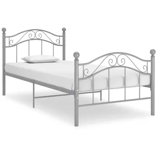 vidaXL Bett Grau Metall 90x200 cm