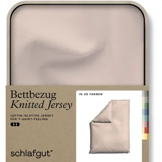Bettbezug SCHLAFGUT "Premium Bettbezug Knitted Jersey (1 St)", rot (rot light), B:155cm L:220cm, Jersey, Obermaterial: 95% Baumwolle, 5% Elasthan, Bettbezüge, Ton-in-Ton Reißverschluss, Bio-Baumwolle mit Elasthan, Uni, OEKO Tex