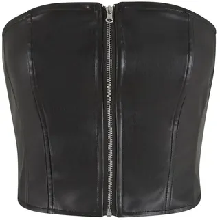 URBAN CLASSICS Ladies Synthetic Leather Bandeau Top Schwarz XS