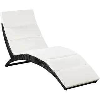 vidaXL Sonnenliege 162 x 64 x 86 cm schwarz/cremeweiß inkl. Auflage klappbar