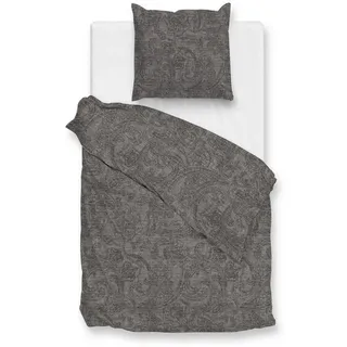 Zo!Home Paisley di Lino Baumwolle Grau 135 x 200 cm + 80 x 80 cm