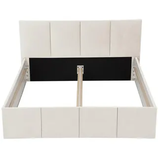 Halmon Schlafkomfort Betten Polsterbett Dalas Beige 160 x 200 x 40 cm Stauraum Ohne Matratze und Lattenrost