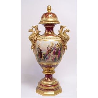 Casa Padrino Luxus Porzellan Vase mit Deckel H. 85 cm - Edel & Prunkvoll