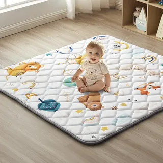 Hamino Krabbeldecke Für Baby 150 x 150CM, Krabbelmatte Baby Faltbar, Weich und Rutschfest Spielmatte Baby, Geeignet Für Kinderzimmer Bodenmatte (Tier)
