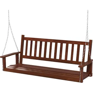 Costway Hängebank aus Massivholz Braun 3-Sitzer
