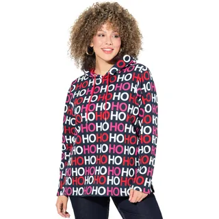 Ulla Popken Damen große Größen Übergrößen Plus Size Hoodie, Ho Ho Ho, Classic, Kapuze, Langarm Marine 50+ 833676130-50+ - 50-52