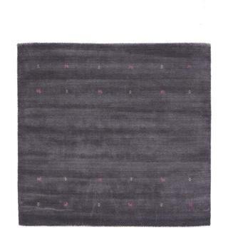 carpetfine Wollteppich Gabbeh Uni Quadratisch Grau 200x200 cm | Moderner Teppich für Wohn- und Schlafzimmer