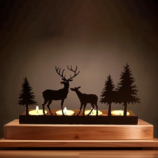 Kerzenhalter Adventskranz Schwarz für 4cm Teelicht, Kerzeneinsatz Tafelkerzen, Kerzenständer Metall Modern, Kerzenhalter Stumpenkerzen, für DIY Adventskranz Deko Weihnachten Kerzenteller