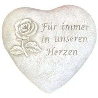 Radami Gartenfigur Grabherz Grabschmuck Grab Herz Spruch - Für immer in unseren Herzen -