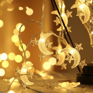 1.5m LED Stern Mond Warmweiß Lichterkette Batteriebetrieben Party Weihnachten Inner Deko Lichterketten