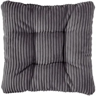 sleepling Sitzkissen in Cord-Optik, Stuhlkissen, Zierkissen, Dekokissen, aus weichem Möbelstoff, abriebfest, anschmiegsam, wendbar, 38 x 38 cm grau