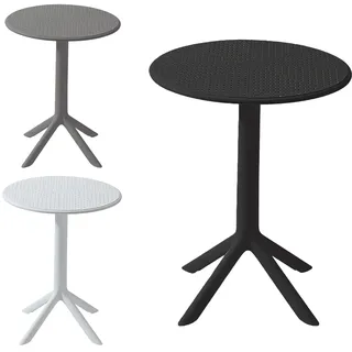 VORTIVO Gartentisch Schwarz wetterfest, klein und stabil – Outdoor Balkontisch rund Ø 60 cm aus Kunststoff (PP), Höhe 76 cm, für Garten, Terrasse, Balkon