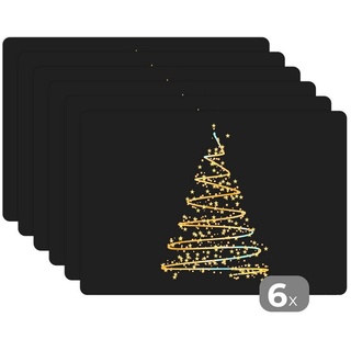 Platzset, Weihnachten - Gold - Weihnachten - Urlaub - Schwarz, MuchoWow, (6-St), Platzset, Platzdecken, Platzmatte, Tischmatten, Schmutzabweisend bunt