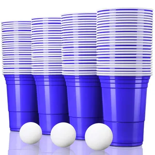 TRESKO® 40 Beer Pong Becher + 6 Bälle Wiederverwendbar Partybecher 473ml