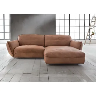 Ecksofa BETYPE "Be Type Be Chilled, Mega Sofa, Bezug: hochwertiges Anilinleder, L-Form", braun (cognac), B:280cm H:85cm T:180cm, AnilinLEDER Pallino gewachst (echtes Rindsleder) Das von südamerikanischen Rindern stammende Anilinleder wird in Fässern gefärbt. Natürliche Merkmale wie Narben, Insektenstiche und Hornstöße bleiben dem 1, 2 - 1, 4 mm starken Leder erhalten und sorgen für ein naturbelassenes Aussehen. Durch ein zusätzliches Wachs-Finish entsteht eine angenehm weiche und warme Haptik. Um die