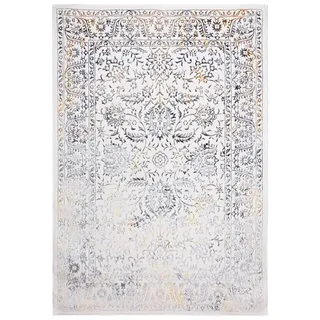 Mazovia Designteppich Vintage Teppich für Wohnzimmer - Glänzende - Creme mit Gold, 120 x 170 cm, Glänzende Vintage, Höhe 10 mm, Kurzflor - niedrige Florhöhe, Weich braun 120 x 170 cm